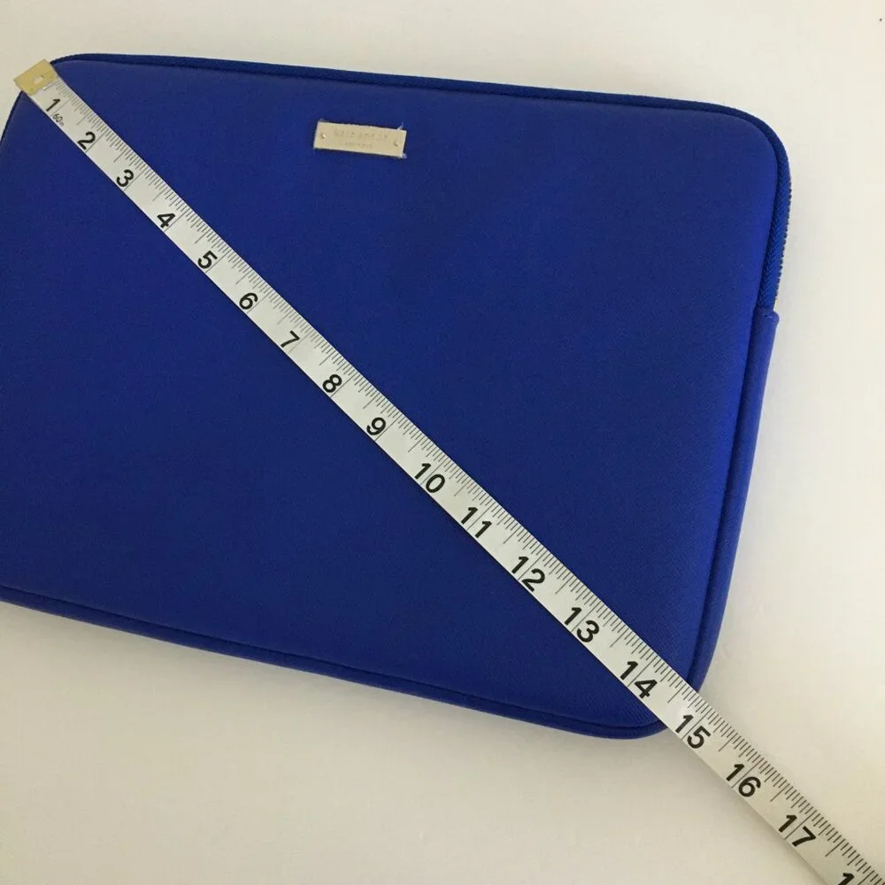 Kate Spade Saffiano Laptop Sleeve Blue Faux Leather Fits Up to 13.5 Laptop